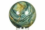 Gary Green Jasper (Larsonite) Bog Wood Sphere - Oregon #299285-1